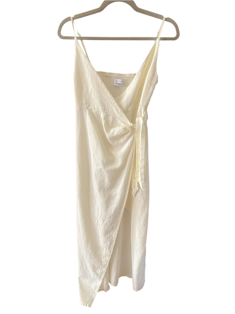 Urban Outfitters Butter Cream Yellow Wrap Midi Dress